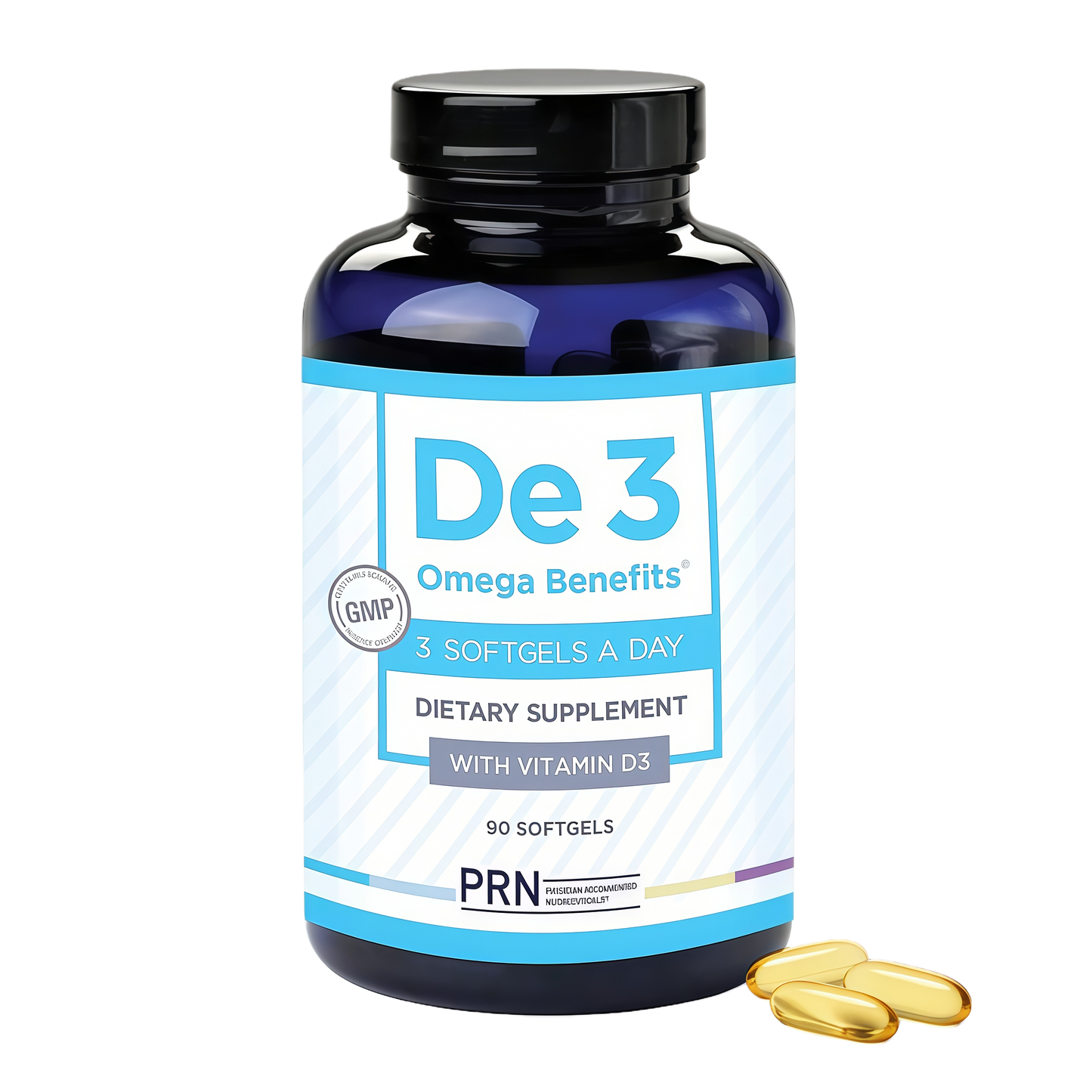 De3 Dry Eye Omega-3 Ultra Pure rTG | 2400 mg EPA & DHA for Dry Eye Support | Burpless Formula | 3 Softgels Per Day | 1-Month Supply